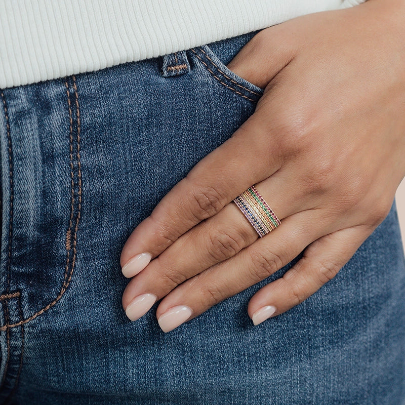 Stacked Colored Gemstones Eternity Rings - Daphna Simon Jewelry