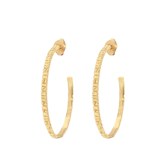 Large Gold Tree Log Hoop Earrings - Daphna Simon Jewelry