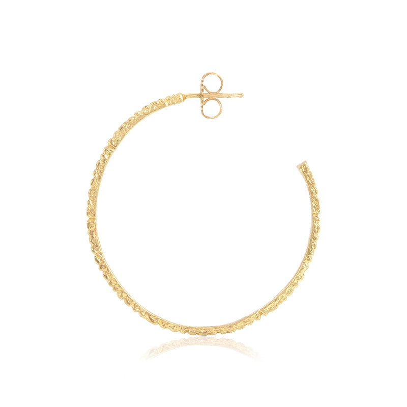 Large Gold Tree Log Hoop Earrings - Daphna Simon Jewelry