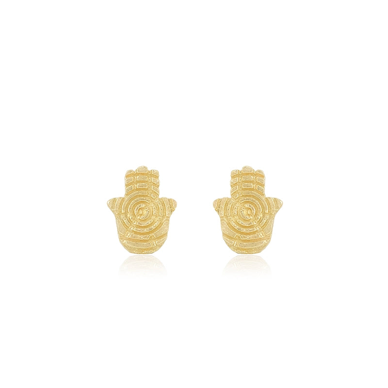 Gold Hamsa Stud Earrings - Daphna Simon Jewelry