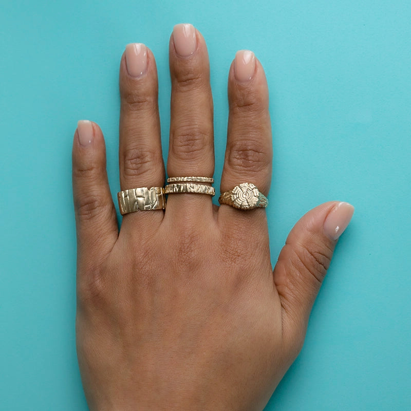 Gold tree log rings - Daphna Simon Jewelry