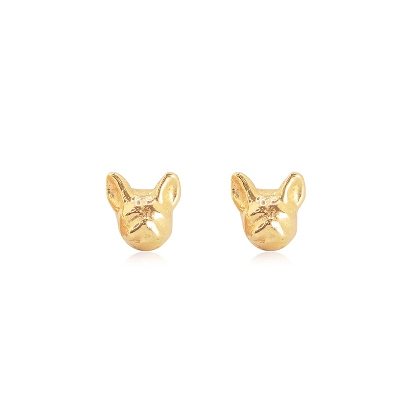 Gold French Bulldog Stud Earrings - Daphna Simon Jewelry