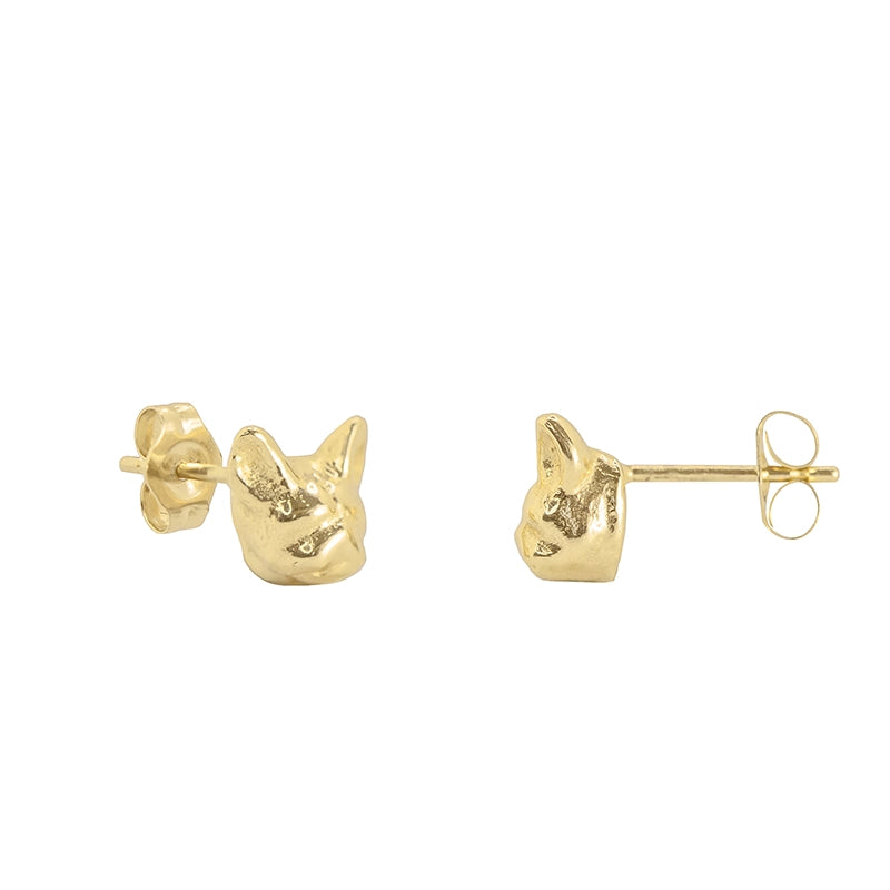 Gold Frenchie Dog Stud Earrings - Daphna Simon Jewelry