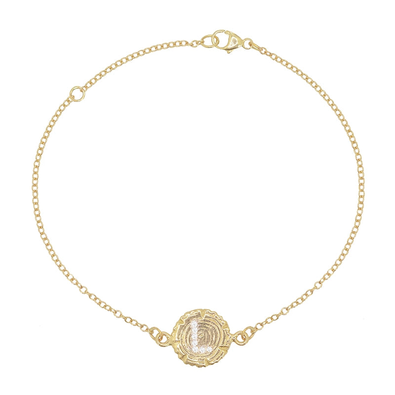 Gold Log Letter Personalized Initial Bracelet With Diamonds - Daphna Simon Jewelry