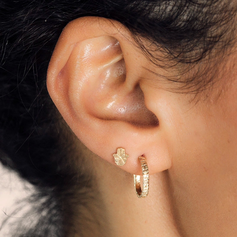 Small Gold Tree Log Hoop Earrings - Daphna Simon Jewelry