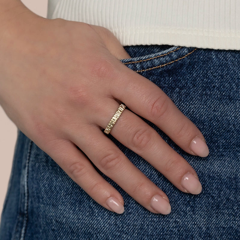 Gold Tree Log Band Ring - Daphna Simon Jewelry