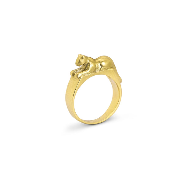 Ring Leopard Jaguar Gold Tone with Enamel & Rhinestones